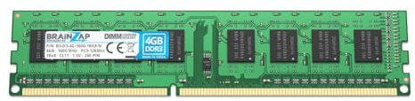 BRAINZAP Memoria RAM da 4 GB DDR3 DIMM PC3-12800U 1Rx8 1600 MHz 1.5 V CL11 PC