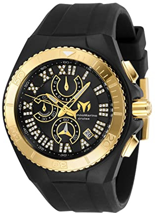 Technomarine Cruise TM-119016 Herren-Armbanduhr Quarzwerk Edelstahl mit schwarzem Zifferblatt 46 mm