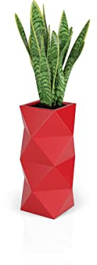 Monumo®️ Asti Blumentopf Groß mit Innenkasten wetterfest geeignet für Haus Büro Garten Patio Hotel Restaurant Balkon und Terrasse moderner Gartentopf (29 cm x 29 cm x 78 cm, Rot)