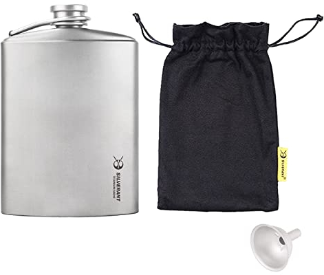 Großer Titan-Flachmann, 500 ml, sandgestrahlt