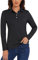 TACVASEN Polo Shirts for Women Adult Golf Shirts Womens Long Sleeve Breathable T-Shirts Comfortable Leisure Work Shirt Black,L