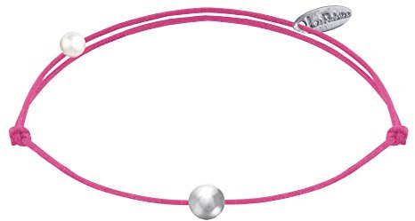 LES POULETTES BIJOUX - Bracelet Lien Petite Perle Argent 925 - Fuchsia