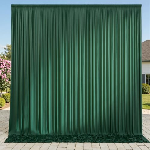 10x8 ft Wrinkle Free Hunter Green Backdrop Curtains for Parties, Thick Fabric Emerald Photo Backdrop Drapes Panels for Weddings Birthday Party Photography Background