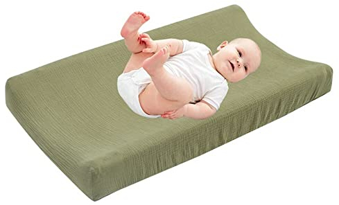 Bezug für Wickelunterlage, Asudaro Universal Wickelauflagenbezug aus Baumwolle Wickelunterlage Abdeckung Weich und Atmungsaktiv Baby-Wickelauflage Wickeltischauflage 81x 41x 13cm Grün
