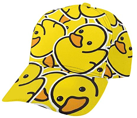 Enten-Gummi-Enten-Tier-Baseballmütze, verstellbar, lustig, EIN Mops auf Einer schwarzen Kappe, klassischer Modedruck, Twill, Trucker-Mütze für Frauen, Männer, Mädchen, Jungen