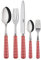 SABRE PARIS - Tafelbesteck, 5-teilig - Vichy - Messer, Gabel, Esslöffel, Teelöffel & kleine Gabel - Edelstahl & Nylon - Spülmaschinenfest - Rot