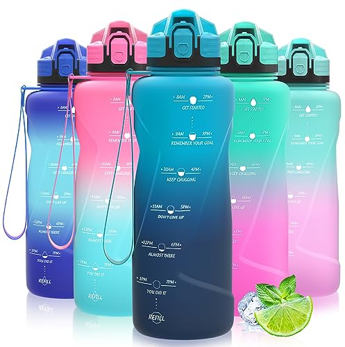 Coolfel Sport Trinkflasche 2l, 1,5l, 1l, 700ml, 500ml Trinkflasche Kinder Auslaufsicher, Motivierende Wasserflasche mit Zeitmarkierung Bpa Frei Tritan Trinkflasche für Mädchen, Junge, Schule, Gym