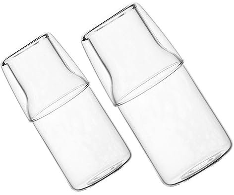 Alipis 2ensembles Lot De Carafes à Eau Transparentes Carafe De Chevet Avec Tasse Accessoire Pour Chambre