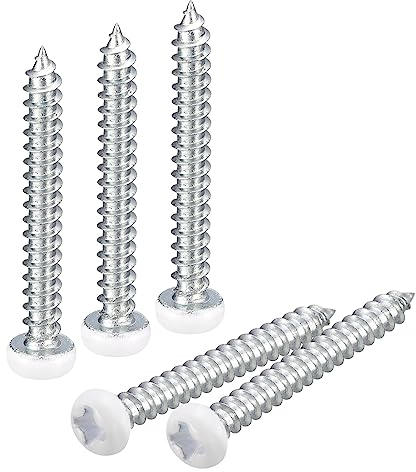 QUARKZMAN ST3x25mm Blanc Vis Autotaraudeuse, 100pcs Poêle Tête Phillips Bois Vis pour Travail Bois