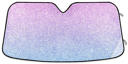 Protección solar con purpurina rosa y azul para parabrisas de coche, parasol de 55 x 27.6 pulgadas