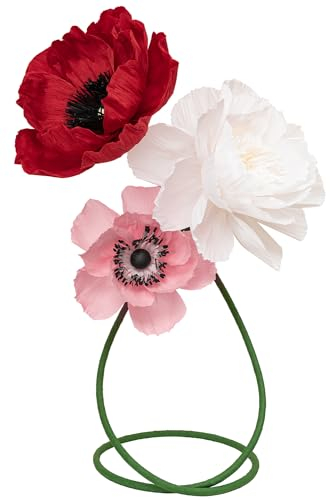 MEJOY 40,6 cm Papierblumen-Dekorationen für die Wand – Blumen-Wanddekorationen – große Blumendekorationen für Zimmer, Brautparty, Babyparty (3, rot + rosa + weiß)