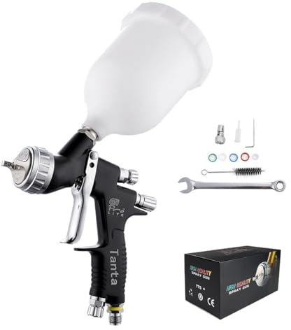 HVLP Air Spray Gun, Auto Body Paint Spray Gun Kit, Automotive Paint Gun with 1.3MM Nozzles & 600CC Capacity Cup for House Painting, Car, Furniture, Varnish and Top Coat (Black)