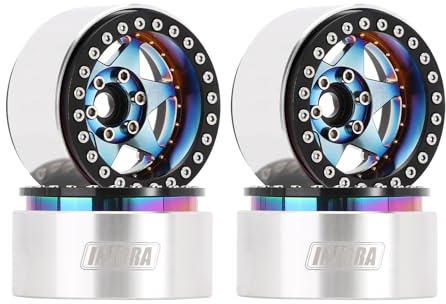 INJORA 1.9 Beadlock Felge - 143g Super Heavy Messing & Aluminium Deep Dish Felge für 1/10 RC Crawler SCX10 TRX4 VS4-10 Gen8,Regenbogen