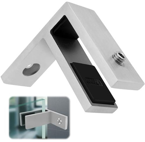 Gyykzz Stainless Steel 304 F-Shape Railing Glass Clamp, Satin Finish, 1 Pack