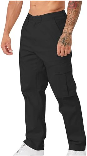 Cargohose für Herren, entspannte Passform, Arbeit, Wandern, Reisen, Outdoor, Stretch, Lounge-Hose, leicht, widerstandsfähig, Ripstop-Cargohose, taktische Wanderhose, Kampfhose, 01#schwarz, 34-37