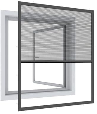 Wip Expert Plissee Fenster Ultra Flat, Insektenschutz für Fenster, Fliegengitter, Mosquitoschutz, Selbstbausatz 130 x 150 cm, weiß, 03244