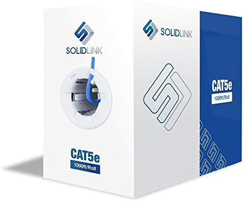 SL600 Câble Ethernet UTP CAT5e de 304,8 m de qualité supérieure 24 AWG, 300 m (bleu)