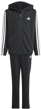 adidas Unisex Kinder ESSENTIALS 3 STRIPES TRACKSUIT, black/white, 13-14 Years