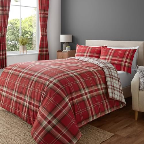 MAQUE Rouge Housse de Couette 220x240 Carreaux RéTro 3D ImpriméE Microfibre Parure de Lit 220x240 Adulte, Housse Couette 220x240 avec Fermeture éClair et 2 Taies d'oreiller 65x65