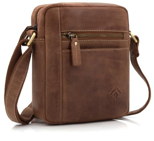 ekavale Echtleder-Umhängetasche für Herren - Vintage Schultertasche für Männer, ideal für Arbeit, Reisen oder als Geschenk - Messenger Bag für Business und Freizeit in kompakter Größe (Hellbraun)