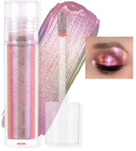Flüssige Chamäleon Lidschatten, Metallic Doppelte Farbe Eyeshadow Stick, Rosa Glitter Schimmernder Lidschattenstift, Augen-Makeup für Langanhaltende Wasserdichtes, Fantastischer Farbwechseleffekt