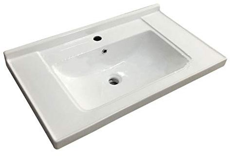 Lavabo da bagno semi-incorporato in ceramica for uso domestico Lavabo da un lato lato centrale Lavandino quadrato Lavabo for lavabo senza rubinetto(100cm)