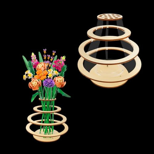 Vaso per fiori Lego, vaso di fiori in legno per kit di costruzione di bouquet Lego, supporto per rose Lego, fiori di ciliegio, girasoli, tulipani, narcisi, loto (modello 2)