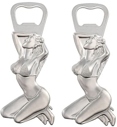 Ciieeo 2pcs Metal Fridge Magnet Women Bottle Opener, Wall Mounted Beer Opener for Home Use