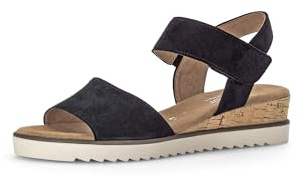 Gabor Damen Keilsandalen, Frauen Sandalen,Strandschuhe,Keilsandaletten,Keilabsatz,Wedge-Heel,hoch,Sommerschuhe,dk-Blue(Kork/crem),36 EU / 3.5 UK