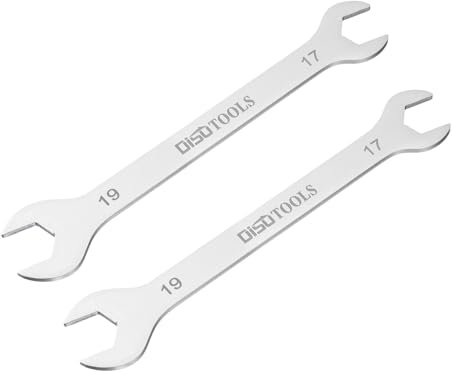 sourcing map 2pcs Thin Open End Wrench 17mm x 19mm Metric Sandblasting Plated 3cr13 Stainless Steel, Double Ended Slim Spanner for Household Maintenance and General Repairs