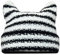 QOMJUFA Damen Mütze Katzenohren Cat Ear Beanie Fairy Grunge Beanie Y2K Cat in The Hat Striped Crochet Slouchy Hat Winter Warm Knitted Alt Headwear Accessories
