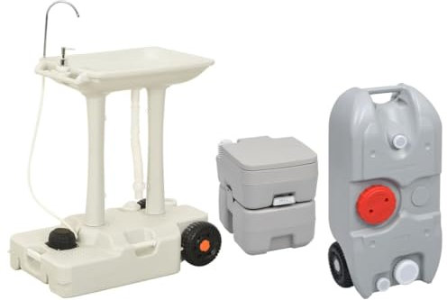 Home Garden,Portable Camping Toilet and Handwash Stand Set with Water Tank