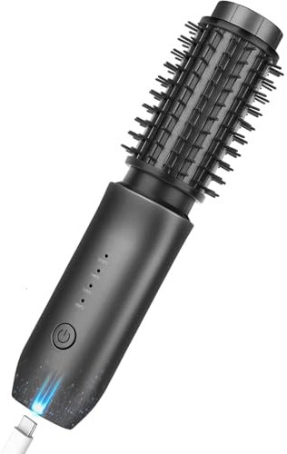 Kabellose Lockenbürste Thermal Brush: Ionen LockenstabBürste wärmebürste 150-210℃ - Reise Mini Lockenstab mit Verbrühschut - Tragbarer lockenstab große locken für Frauen(Schwarz)
