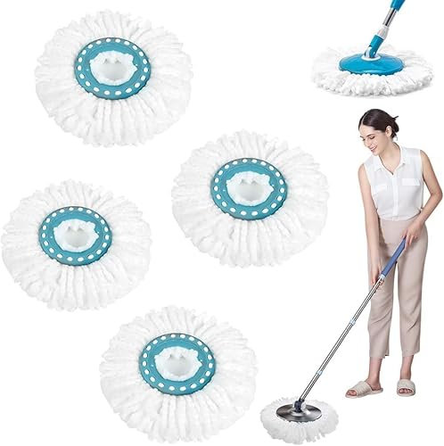 4 Piezas Cabezas de Fregona de Repuesto Compatible con Clean Twist Mop Ergo, Microfibra de Recambio, Sistema de 2 Fibras Fregona para Mopa per Todo Tipo de Suelos