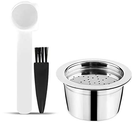 GLOGLOW Edelstahlkaffeekapseln, Wiederverwendbare Kaffeekapseln mit Löffelbürstenersatz Ersatz Nachfüllbaren Kaffeekapseln für Tchibo Cafissimo Cafissimo Mini K Fee Maschinen