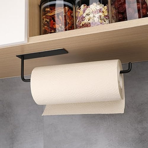 Küchenrollenhalter 31cm - Selbstklebend & Bohrbar, Edelstahl - Küchenpapierhalter Unter Schrank oder Wandmontage, Rostfrei & Starke Klebefläche für Küche, Bad, Garage (2-in-1 Montage)
