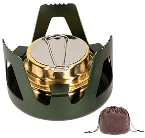 Alcohol Stove, Portable Alcohol Burner Stove with Aluminium Stand and Fire Extinguishing Cover, Camping Burner with Storage Bag for Outdoor Hiking, Backpacking, Picnic