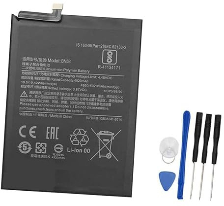 fastabattery BN53 3.87V 5020mAH Replacement Battery Note 9 Pro M2003J6B1I M2003J6B2G BN53 1ICP5/66/90