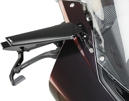 Puig 21565N Aileron Right Mirror; aerodynamic design; CNC-machined aluminum; elegant anodized finish; compatible with optional TAB turn signal at wing base, Black