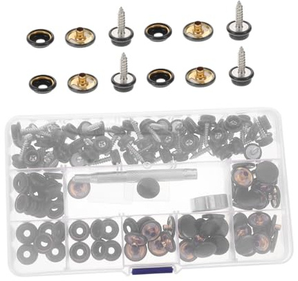 BESTonZON Kit de Boutons Pression Visser Acier Inoxydable Noir avec Outils Kit Complet pour Fixation Bâches Tentes et Housses Bateau et Robuste