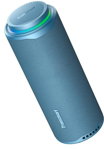 Tronsmart T8 Portable Outdoor Bluetooth Speaker, 40W More Powerful and Clear Sound, 360° Sound, 2.1 Channel Audio, IPX7, Customized Audio and Lights, Portable Lanyard (Blue)