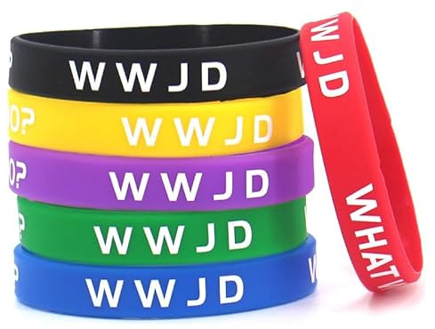 ZENRUIMING WWJD Gummi-Armbänder, What Would Jesus Do, elastische Armbänder, christlich-katholischer inspirierender Schmuck für Männer und Frauen, Taufe, Kirche, Party, Geburtstag, Zubehör, 6 Stück
