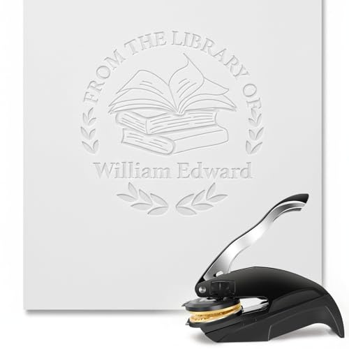 Prägestempel Personalisiert – Buchstempel Personalisiert Ex Libris, Hochwertiger Buchpräger für Bibliothek, Hochzeitseinladung, Umschläge & Geschenk für Bücherliebhaber (embosser)