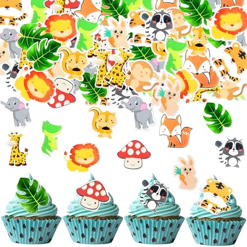 60 Stücke Essbare Tortendeko Bauernhof Tiere Cupcake Topper - Verschiedene Designs inkl. Traktor & Nutztiere, Geschmacksneutral & Zuckerfrei - Bauernhof-Party und Hochzeiten