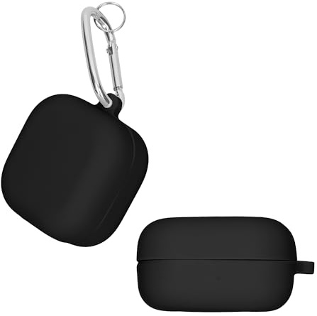 kwmobile Schutzhülle für Samsung Galaxy Buds 4 / Galaxy Buds 4 Pro Hülle - TPU Silikon Case für Kopfhörer Ladecase - stoßfestes Cover mit Karabiner - Schwarz