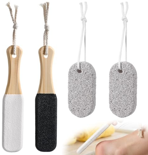 HJZHII 4Pcs Foot Scrubber Pedicure Foot File and Pumice Stone Set | Professional Callus Remover and Foot Scrubber Massage Brush Tools Kit for Dead Skin, Dry Rough Feet and Cracked Heels
