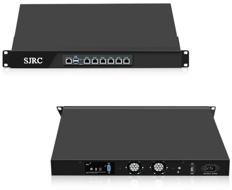 SJRC 1U Firewall Appliance Hardware, N5105 19 Inch Rackmount Soft Router Mini PC, 6 x 2.5GbE i225-V, Homelab OPNsense Server, DDR4 8GB RAM 64GB mSATA SSD, AES-NI, Console, SIM