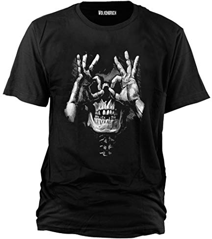 Wolkenbruch T-Shirt Skull Hands Totenkopf Gr.M-XXXXXL, Schwarz, L