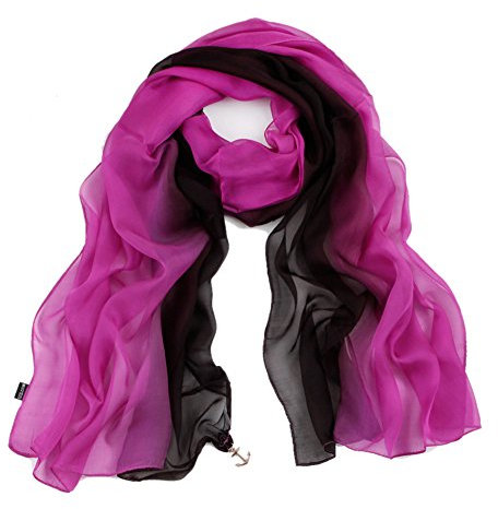 LoveSilk Lange Georgette Seidentuch 100% Seiden-schals Stola in Farbverlauf Farbe Dunkellila