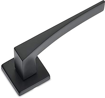 Sicma maniglia H5 in Metallo per Porta Interna, Made in Italy, con Rosetta e Bocchetta quadrate, Nero Opaco. Quadro 8mm.